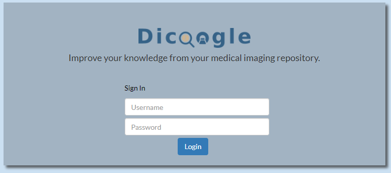 The login page of the web app.